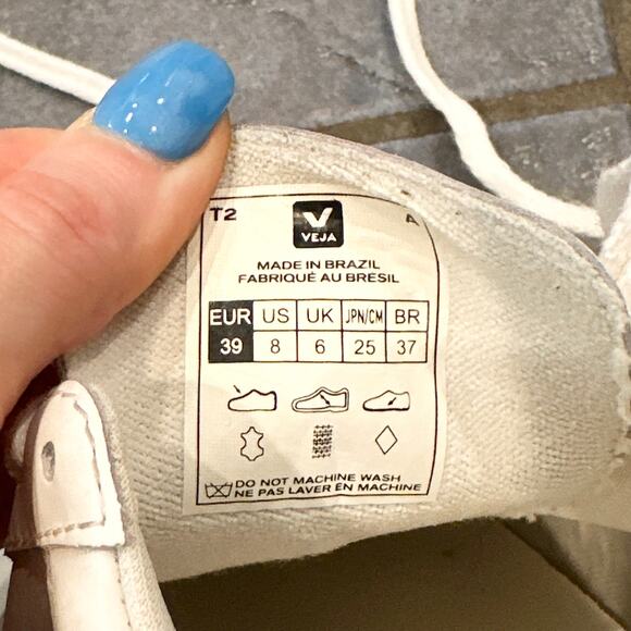 Veja Esplar Sneaker Leather V Logo Lace-Up Low Top Athletic Shoes, White - Picture 10 of 11